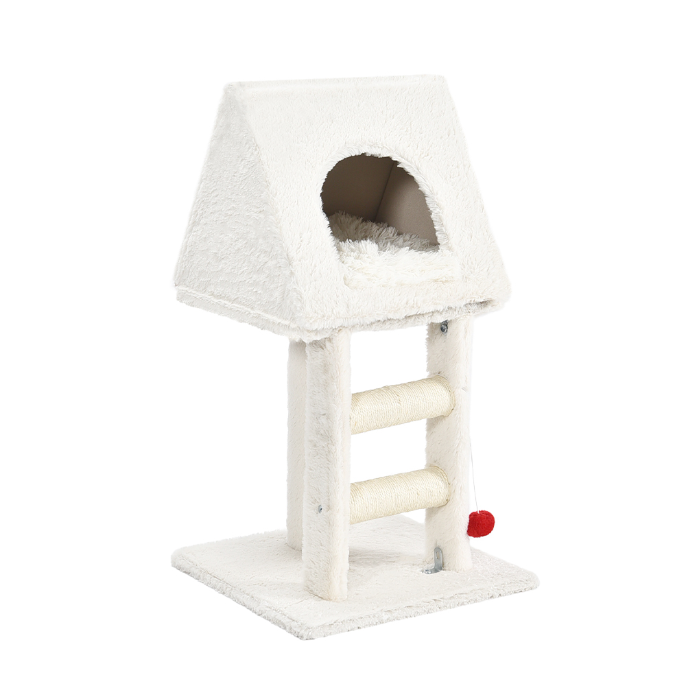 Wholesale Customize Size Comfortable Snow Monster Cat Stair Tree Tower Toy With Play Ball
