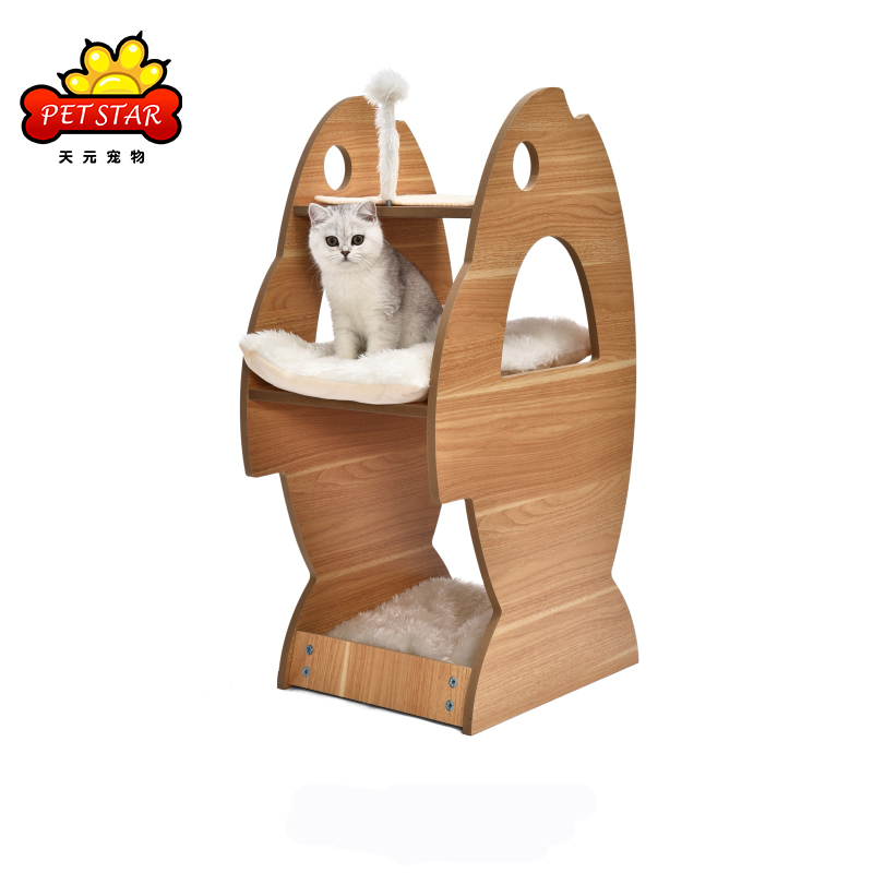 Promotional Various Durable Using Pet House Nordic Fish Shape Multilayer Pet Wooden Bed House