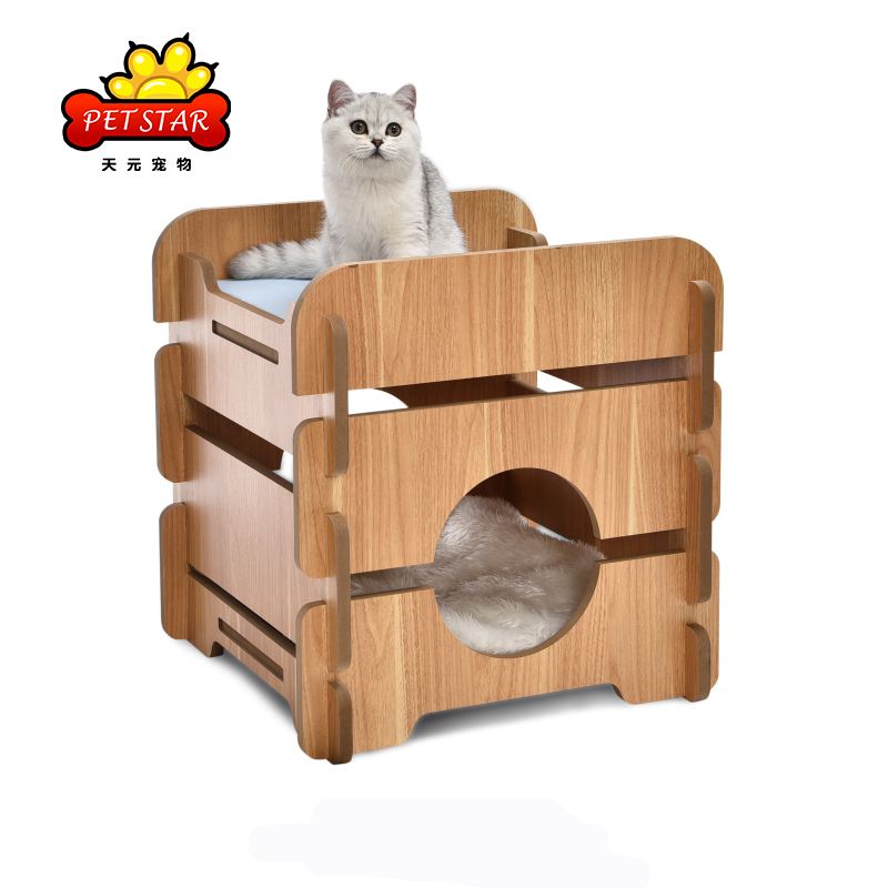 Low Price Guaranteed Quality Wood Color Pet Houses Furniture Indoor Pet Bed House