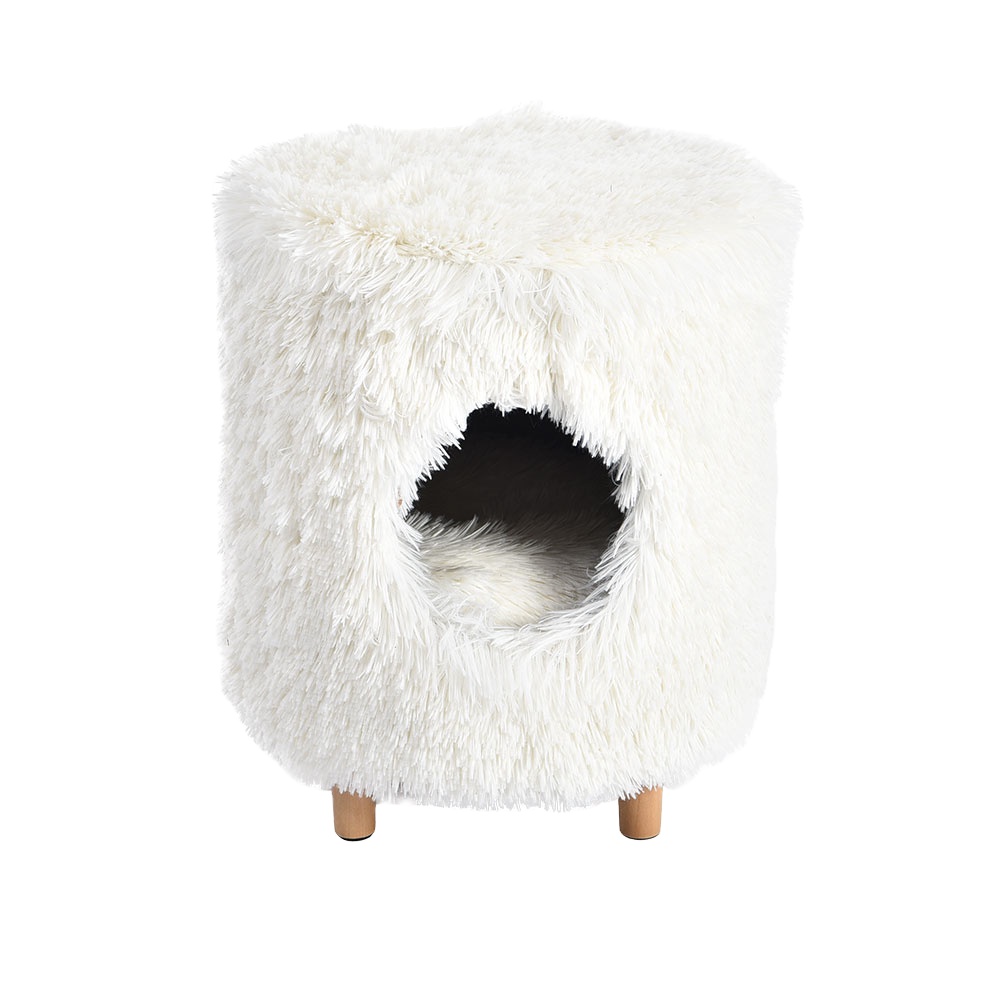 China Manufacture Professional Modern Luxury Pet Furniture Cat Stool Bed House With Soft Long Fur