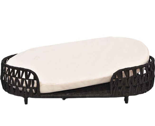 High Quality Custom Black Sturdy Nice Raised Artificial Rattan Pet Dog Bed