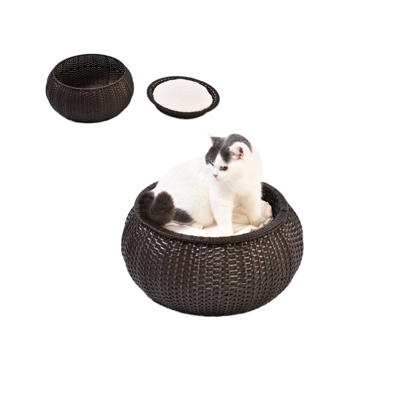 Two Way Use Durable Round Washable Unique Nice Vintage Rattan Pet Bed