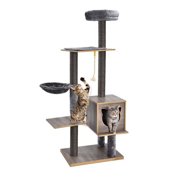 Multifunctional Modern Stylish Wooden Sisal Furniture Cat Tree