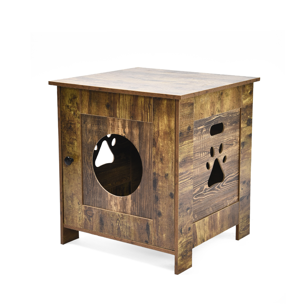Wholesale Vintage Pet House Side Table Wooden Cat Litter Box Enclosure Cat Furniture