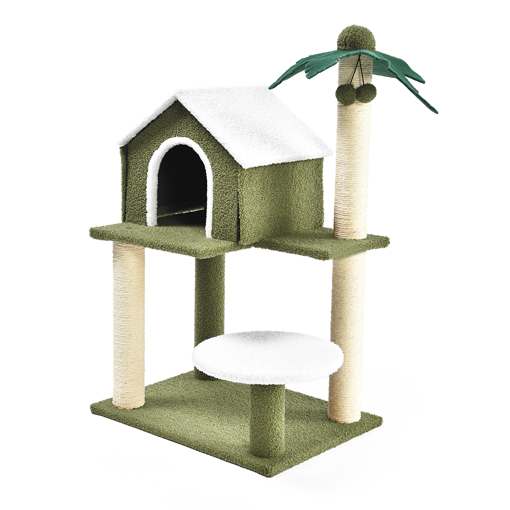 35 Inches H Cat Scratching Post Kitten Indoor Cozy Condo Play House Sturdy Cactus Cat Tree