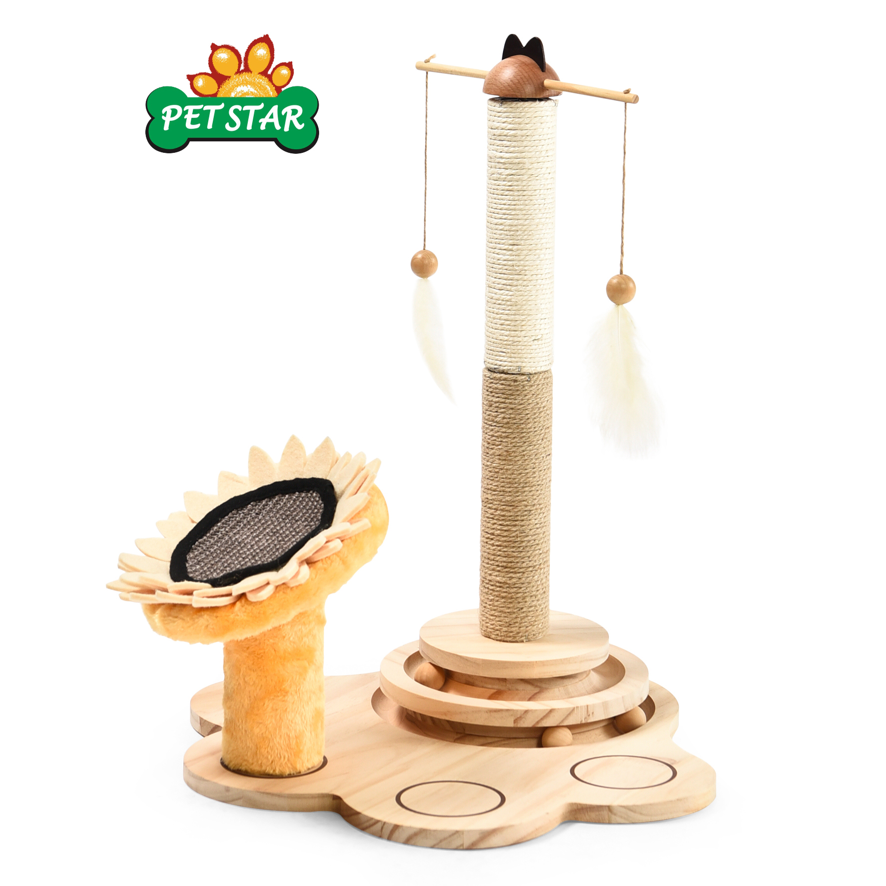 High Quality Light Yellow Sunflower Design Falling Cat Itching Tree New Cat Scratcher