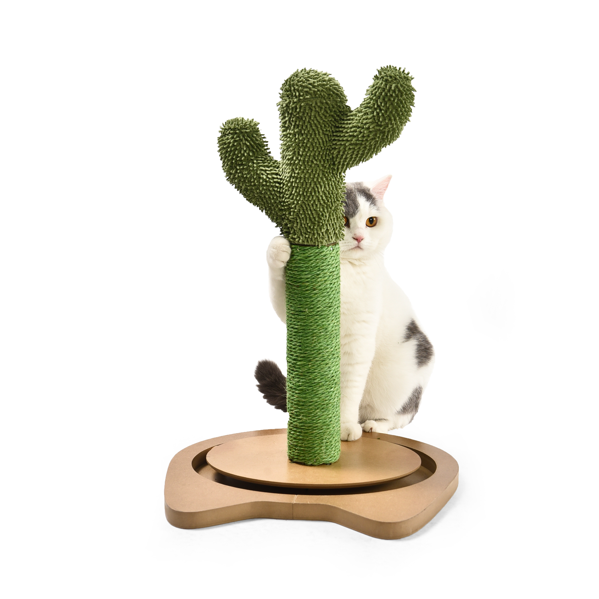 Simple Assembly Sturdy Natural Sisal Rope Scratching Posts Cactus Cat Tree With Play Ball