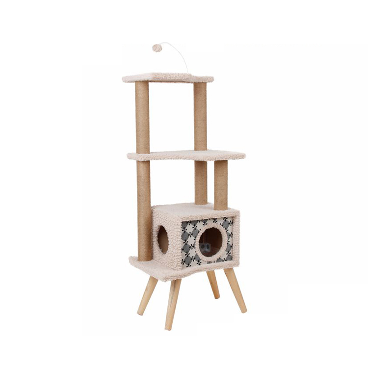 Hot Sale Home Style Natural Pet Sisal Climbing Scratch Pet Small Wood Furniture Scratching Post Cat Tree Tower