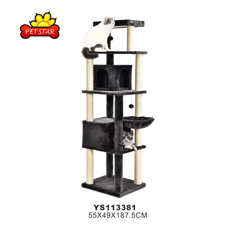 Simple Cat Tree House Scratching Tree Climbing Wooden Pet Furniture