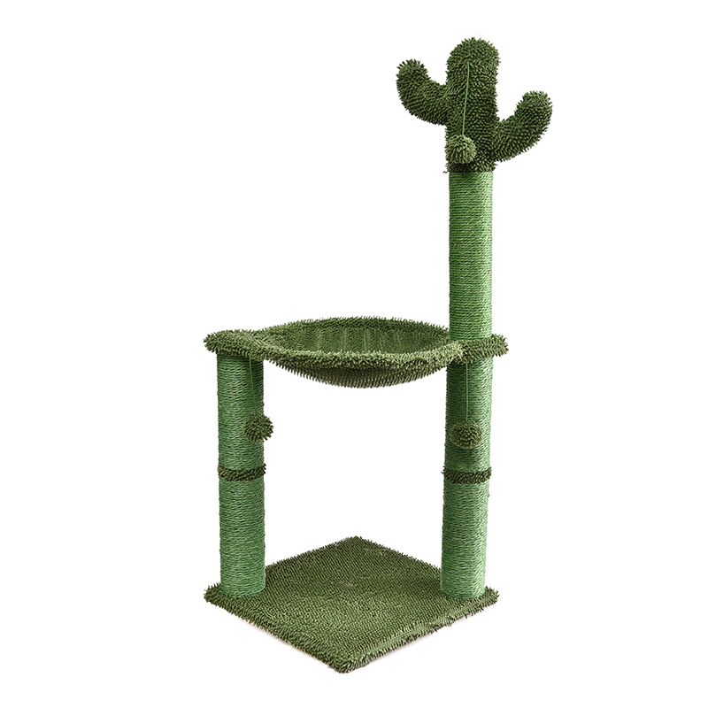 2021 Pet Products Sisal Materials Green Post Vertical Cat Jumping Scratcher Toy Big Cactus Cat Tree