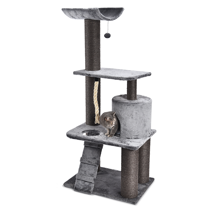 New Designs Activity Grey House Cheap Modern Wood Cat Tree Scratcwr Tower