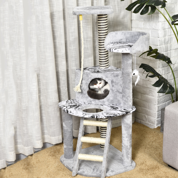 2022 New Design Juguetes Para Mascotas Grey Cat Scratch Tree Customized Cat Tower Tree Luxury Large Cat Tree House Tower