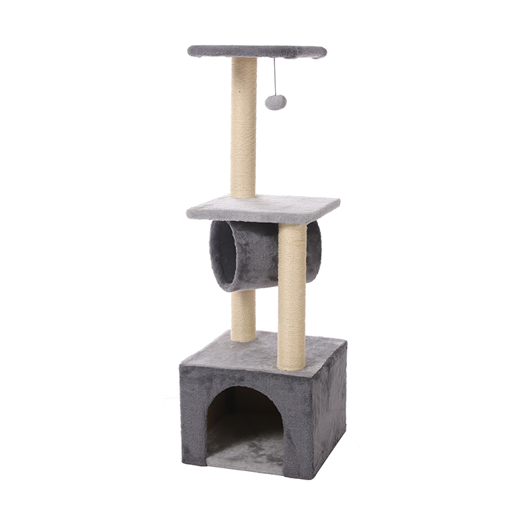 Catnip Toys Gray Wholesale Economic Indoor Climbing Scratching Cat Tree With A Ball