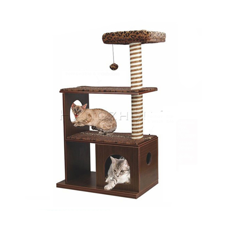 Multi Size Height Design Indoor Scratching New Product House Wooden Cat Tree