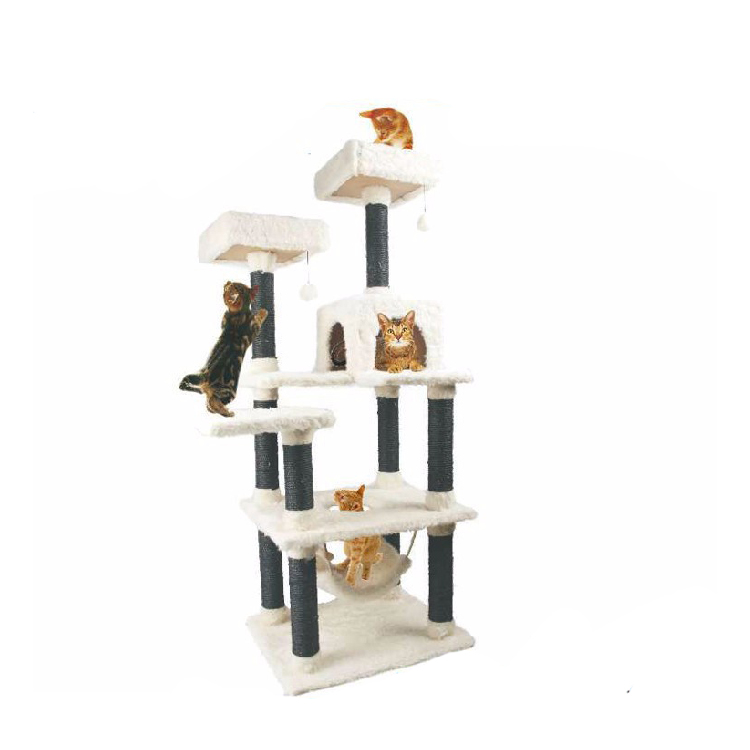 New Design Plush And Sisal Materials Interactive Climb Toys,Wooden Cat Tree