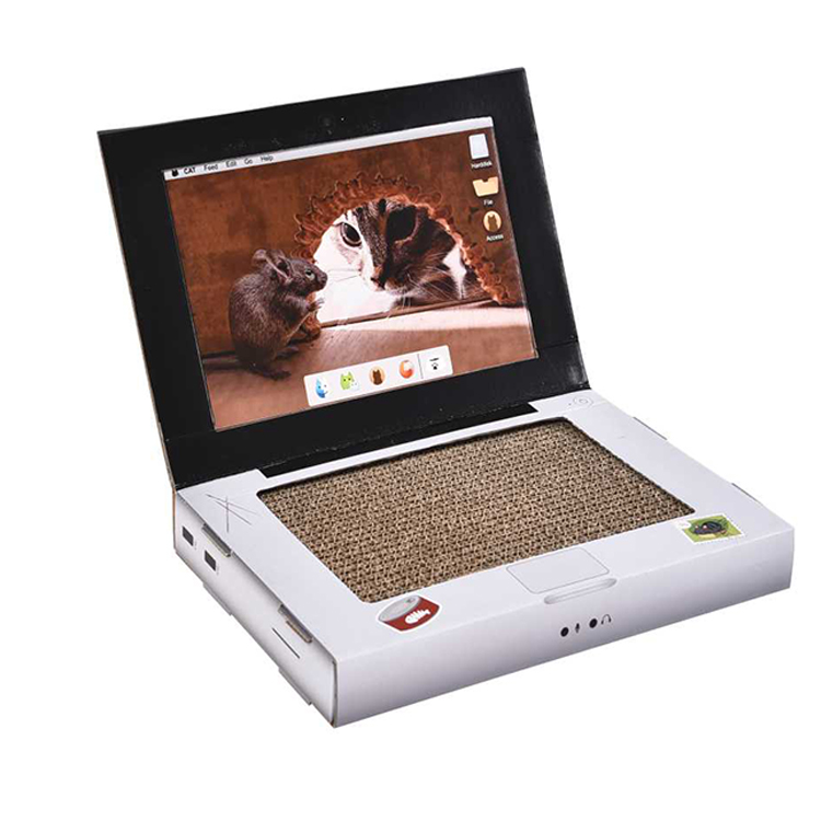 New Arrival 2021 Laptop Shape Cat Scratcher Furniture Interactive Board Scratcher Corrugated Cardboard