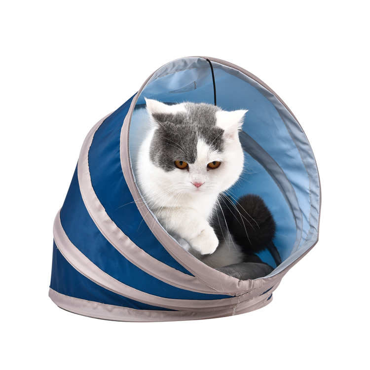 Pet Leisure And Entertainment Oxford Fabric Plush Foldable Cat Tunnel With Toys