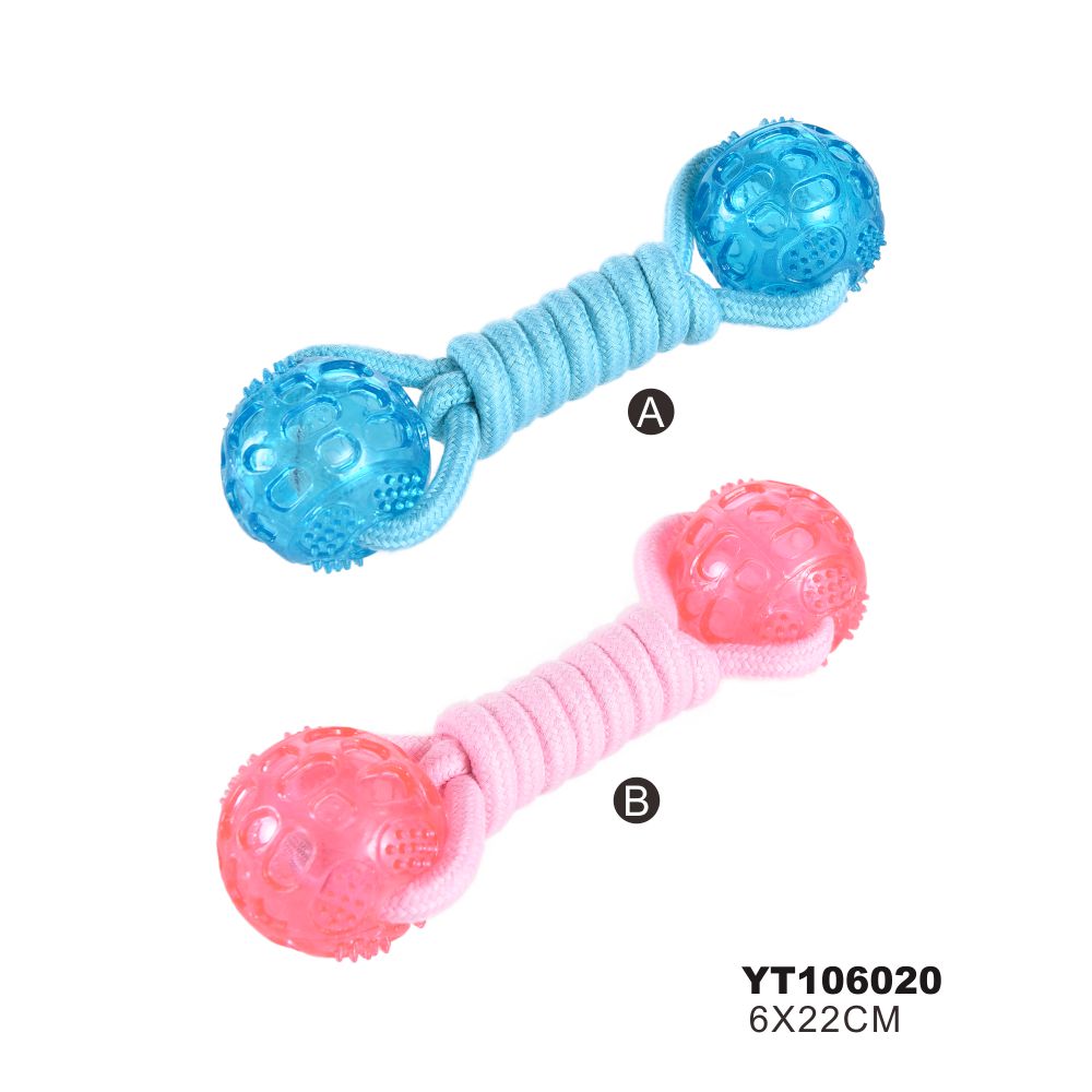 Rubber Dog Chew Toy Dog Training Treats Teething Rope Toy Ball Toys With Tpr Ball
