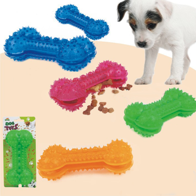 China Supplier Sustainable Nylon Rubber Soft Chew Bone Dog Toy With Open Food