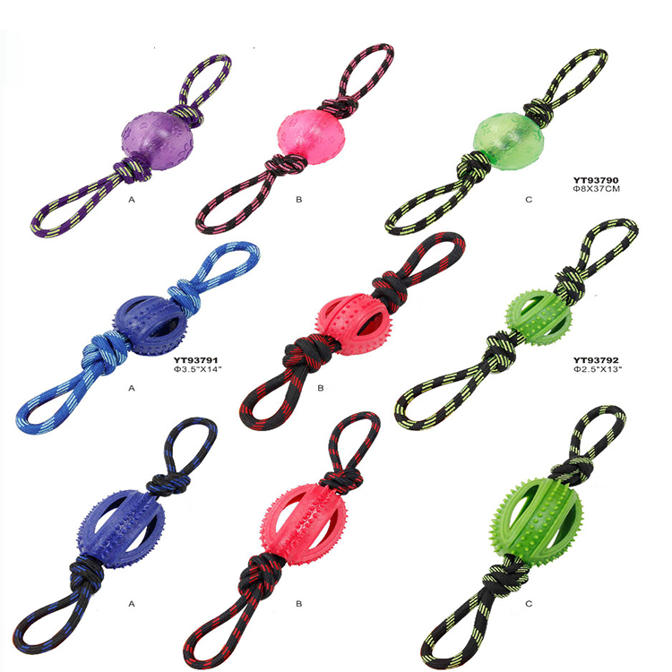 Hot-sale New Rubber Dog Chew Toy Cotton Dog Rope Toy Set