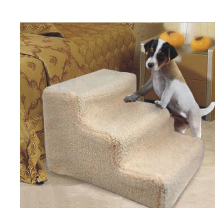46x26x31cm Sustainable Portable Removable Pet Fleece Steps Stairs With Wooly Cover