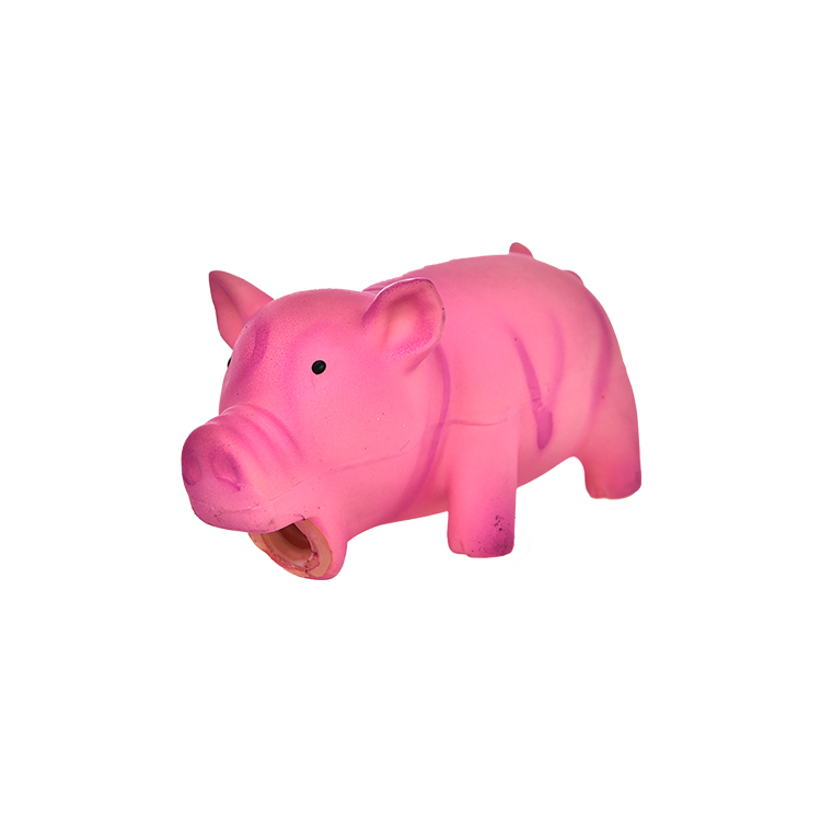 Lead-free Chemical-free Safty Squeak Pet Latex Pink Grunting Pig Dog Toy