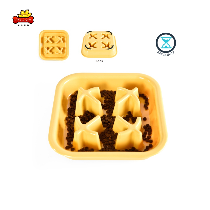 Quadrate New Design Pet Bowl Anti Choking Cat Pet Slow Feeding Bowl For Sale