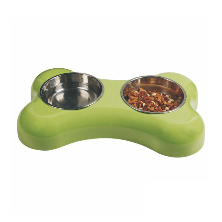 Silicone Pet Double Plastic Dog Bowl Stainless Steel Double Dog Bowl