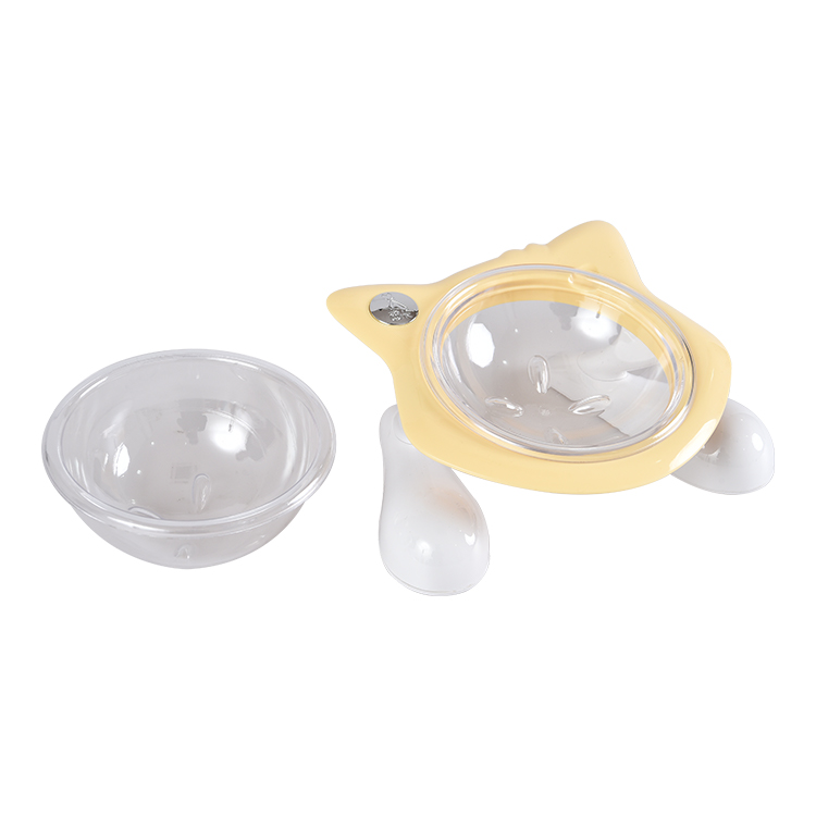 New Type Transparent Bowls Elevated Raised Cartoon Cat Ear Pet Feeder