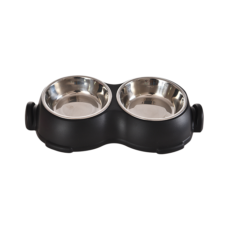 Non Skid Bottom Holder Double Dog Pet Food Water Stainless Steel Bowl