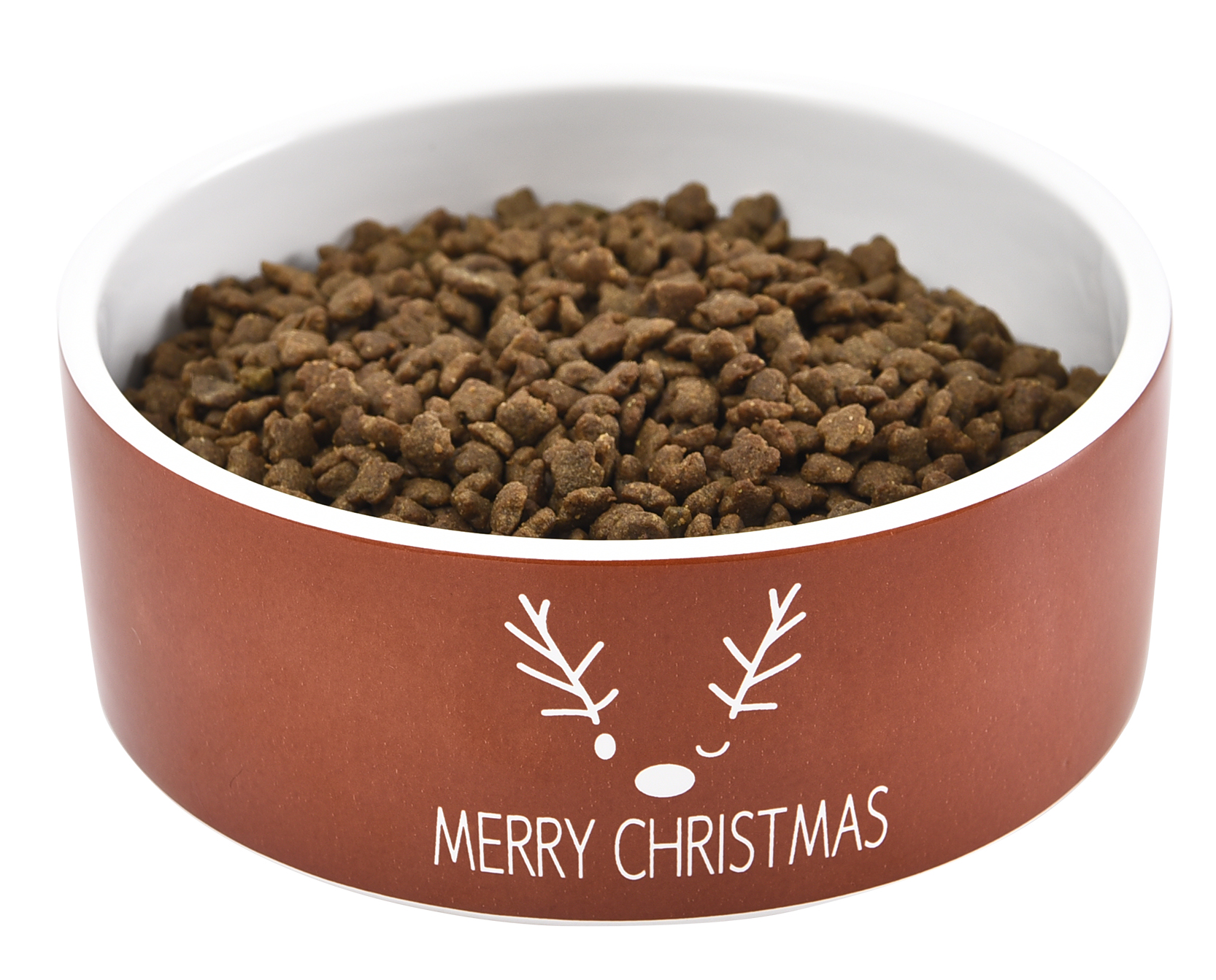 Round Merry Christmas Print Sustainable New Design Blue Ceramic Dog Cat Pets Food Bowl