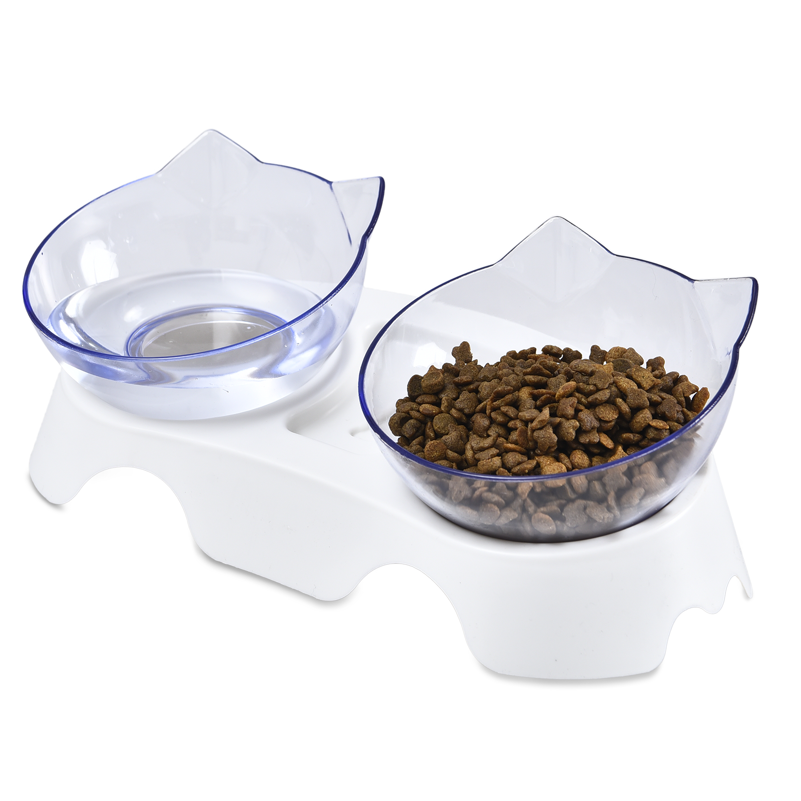 Quadrate Plastic Pet Water Bowl 15 Degree Tilted Raised Pet Food Bowl Double Pet Bowl