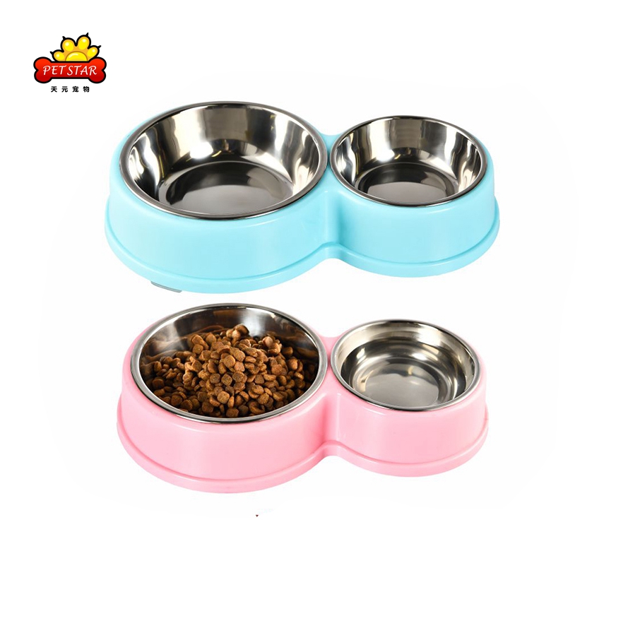 Strong And Durable Good Quality Two-color Pet Bowl Stainless Steel Portable Dog Bowl