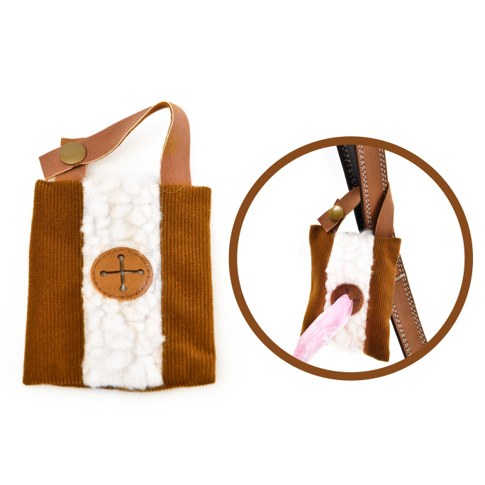 Easy Carry Leash Attachment Pouch Plush Dog Poop Waste Bag Carrier Dispenser