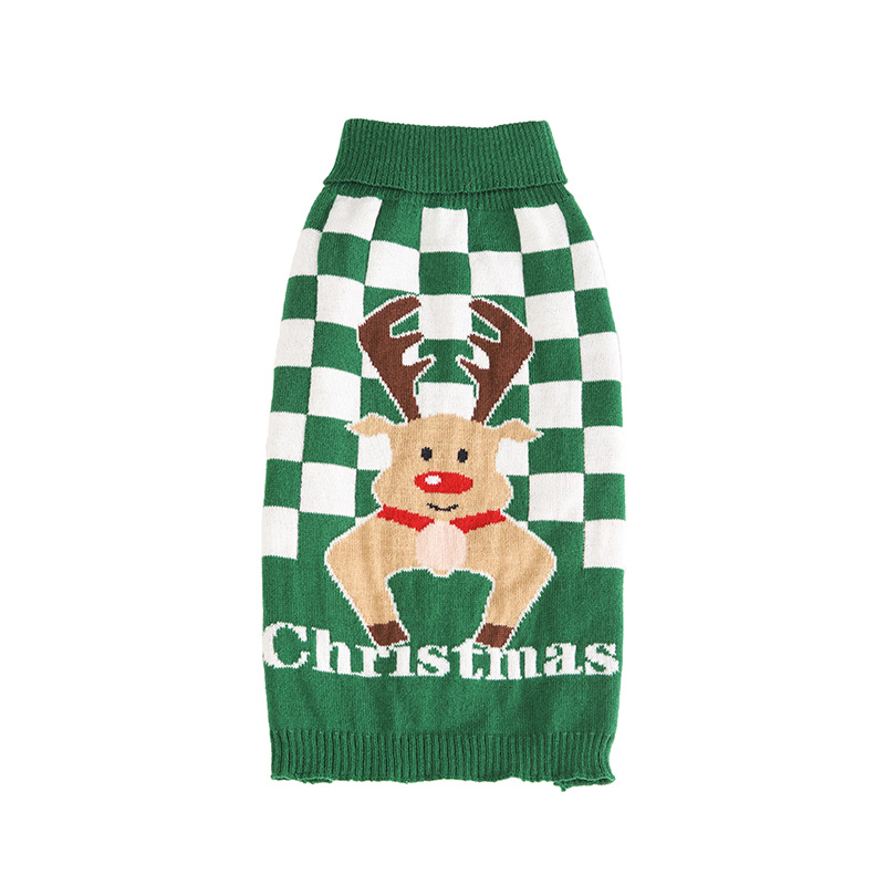 Hot Selling Green Christmas Elk Pattern Dog Clothes Costume Lovely Fashion Warm Dog Clothes Sweater