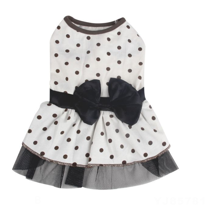 2022 Trendy Spotted Lace Pet Dress Clothing Dog Summer Clothes With Bow-knot