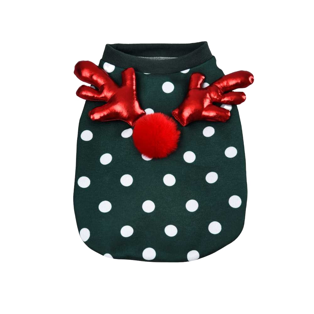 Fashion Dog Clothes Antler Design Green Christmas Dog Dresses Pet Clothes Pet Clothing