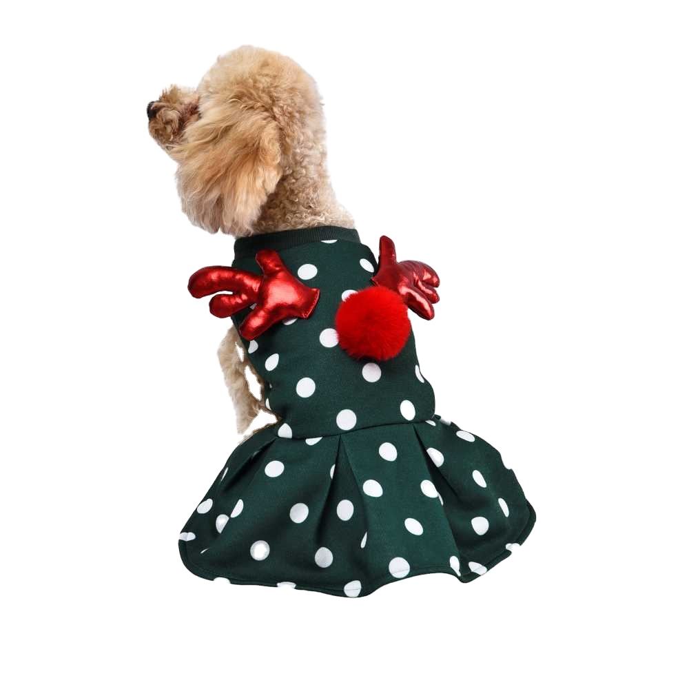 Antler Design Green Christmas Dog Dresses Pet Clothes Pet Clothing Dog Clothes