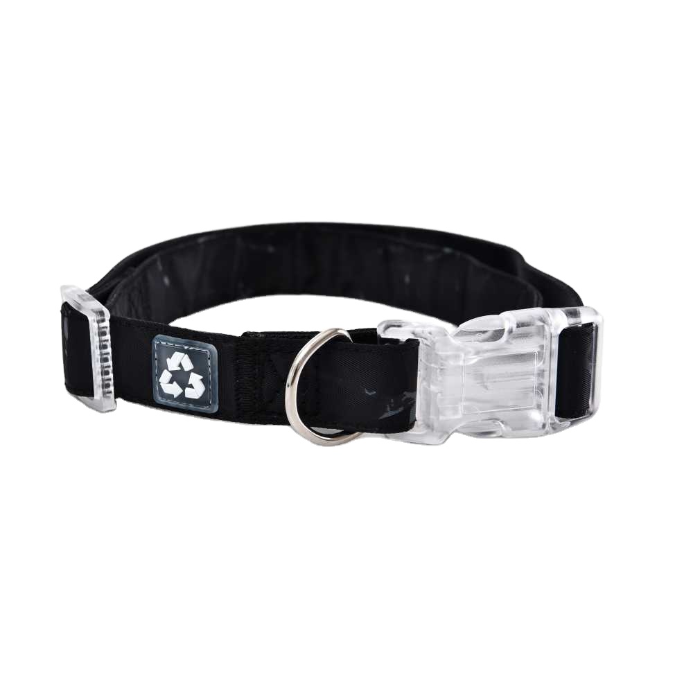 Fashionable Classic Buckle Black Pet Collar Grs 50% Recycled Material Dog Leash