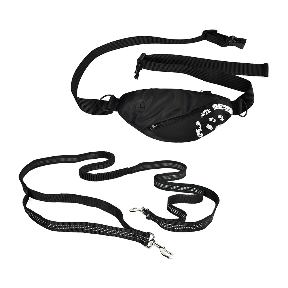 Soft Touch Webbing Shock Absorbing Reflective Hands-free Pet Dog Leash With Fanny Pack