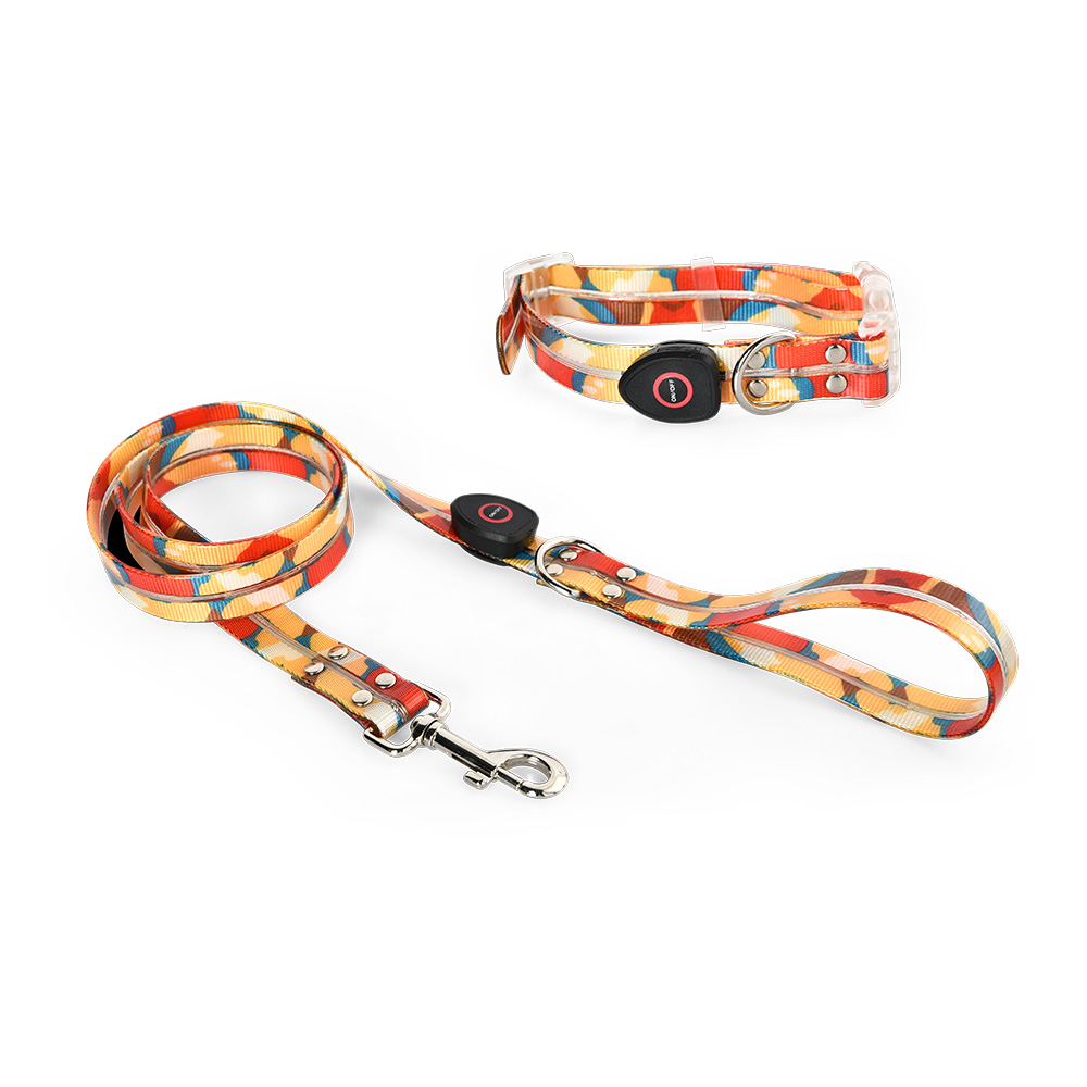 High Quality Usb Rechargeable 3 Flash Modes Durable Pvc Dog Collar Leash Set