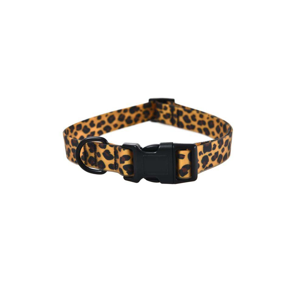 Nylon D Ring Waterproof Easy Clean Durability Training Leopard Grain Dog Collars And Leashes Custom