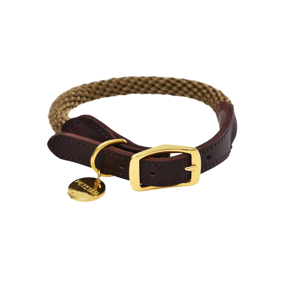 Braided Rope Cowhide Metal Brand Fashion Adjustable Logo Coffee Dog Collars