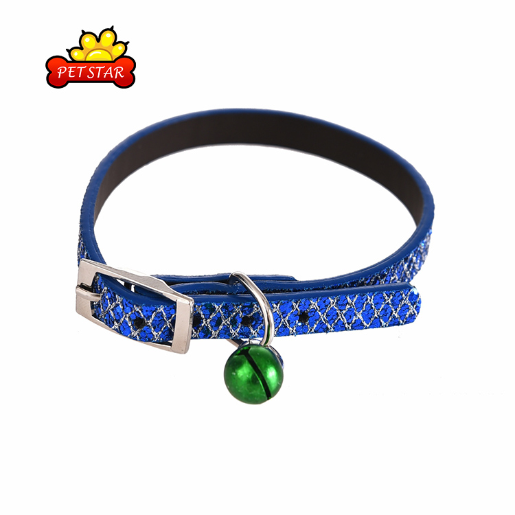 Custom Pu Stripe Printing Pattern Cute Decorative Pet Leather Breakaway Bell Cat Collar
