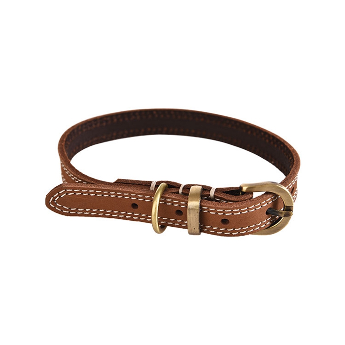 Bite Resistant Fashion Design Dog Collar Faux Leather Padded Ring Metal Button Collares