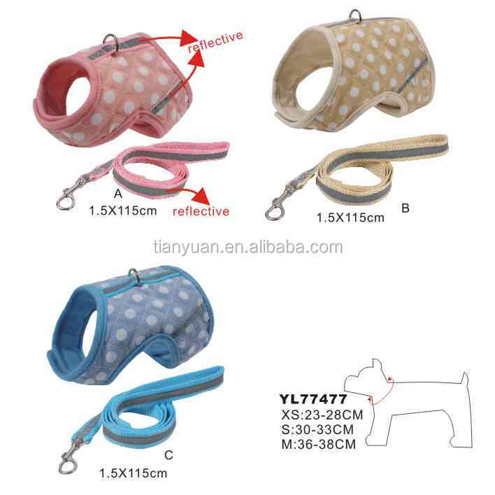 Wholesale Cotton Pattern Fabric Smart Dog Harness And Leash