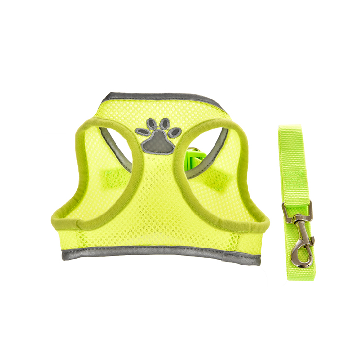 Professional Cheap Light Green Breathable Reflective Paw Safety Dog Pet Leash Collar Harness