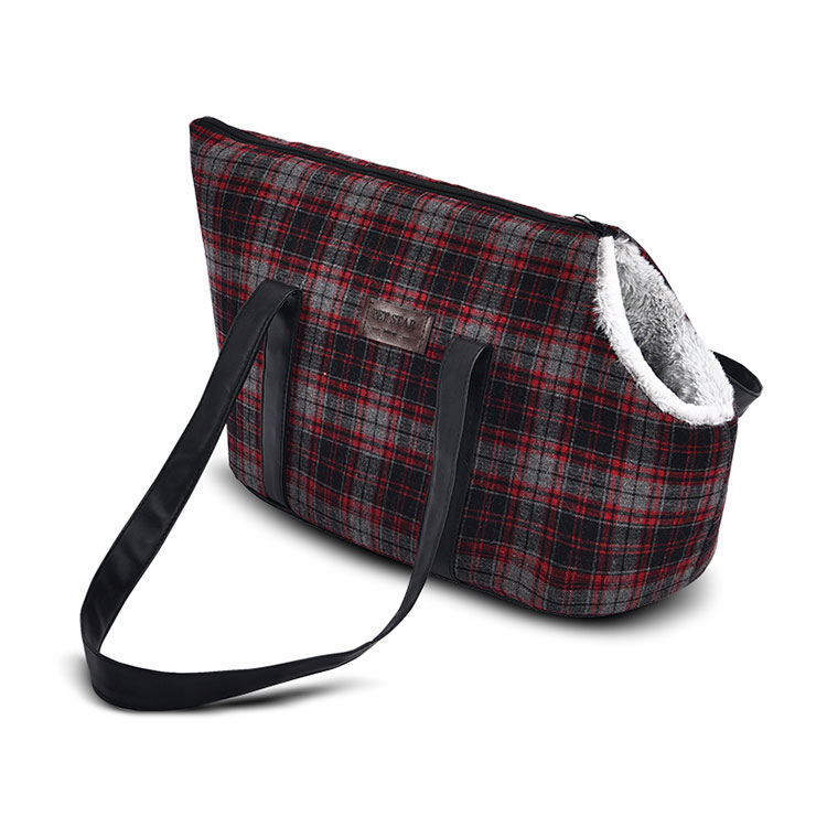 Sell Well New Type Red Lattice Fashion Style Dog Handbag Pet Travel Bag