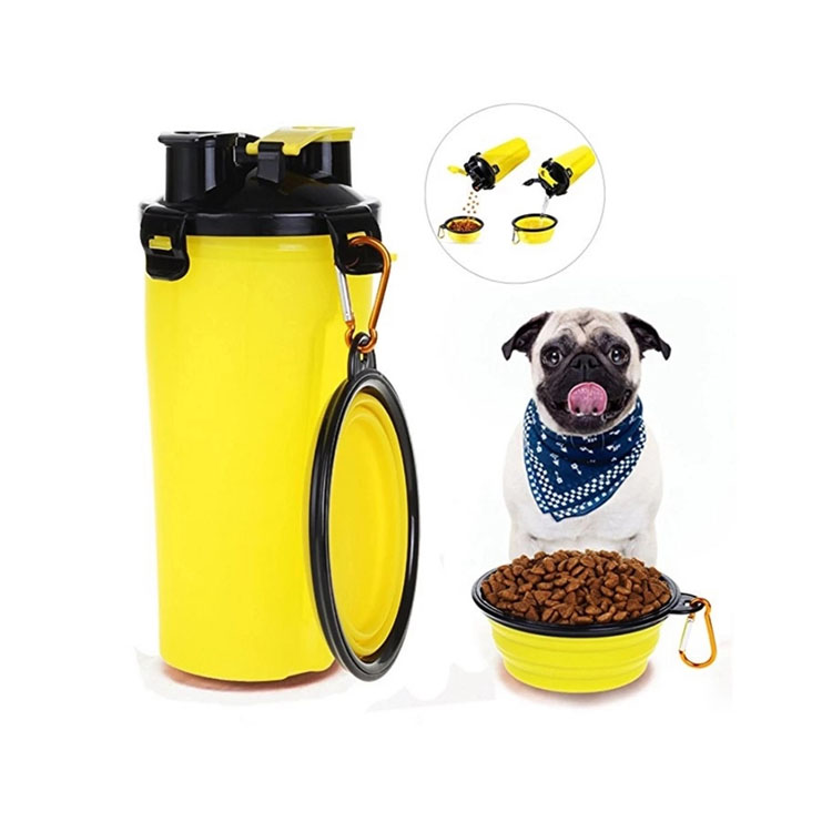 Independent Chamber Design Contain Food And Water Same Time Collapsible Dog Bowl Pet Water Bottle Portable