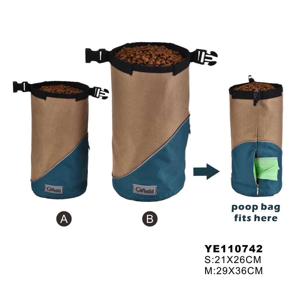 Design Of Cylindrical Cup Oxford Portable Pet Dog Food Bowl Basin For Travel